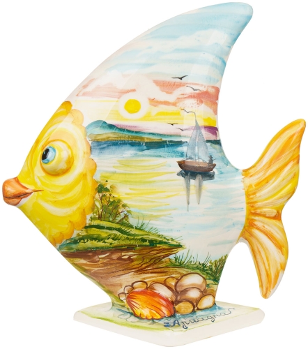 Картинка Фигурка большая на подставке Рыба Маяк керамическая декоративная авторской ручной работы КМ Ариадна КМА-ФД-16 2424680005823 фото 3