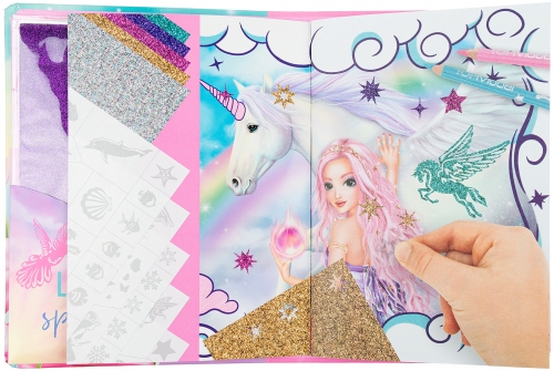 Картинка Альбом для творчества с наклейками и аппликацией из фольги Fantasy Model Glitter-Fun Топ Модель 0411423 4010070570569 фото 3