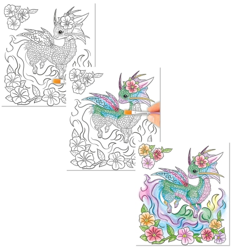 Картинка Альбом для раскрашивания Акварель TOPModel Fantasy Dragon Love Watercolour Book Дракон Раскрашивание водой Топ Модель 0411879 4010070607333 фото 4