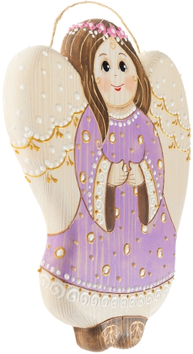 Картинка Подвеска из дерева Ангел в ботиночках в сиреневом платье (693005) Мастерская подарков 693005 2424680006271 фото 2