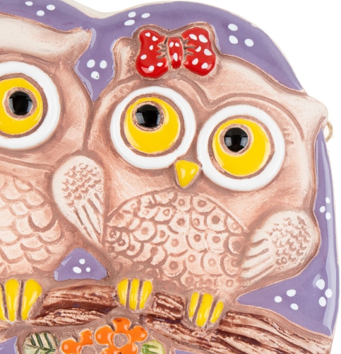 Картинка Панно Совы на ветке фиолетовое керамическое декоративное авторской ручной работы КМ Ариадна КМА-ПД-19 2424680005298 фото 4