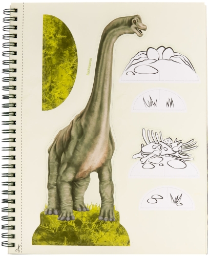 Картинка Альбом для игр и раскрашивания Динозавры с картонными фигурками Dino World Activity Book 046640/006640 4010070349127 фото 9